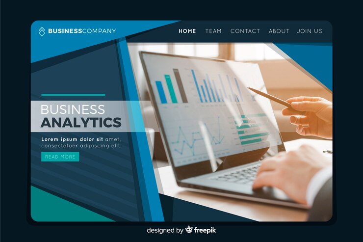 Free Vector business landing page with photo