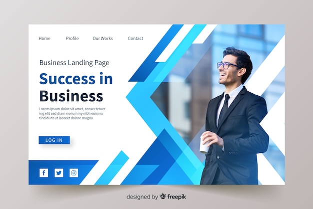 Business landing page with photo