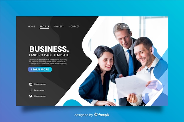Business landing page with photo