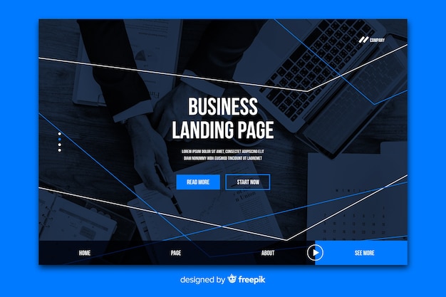 Business landing page with photo