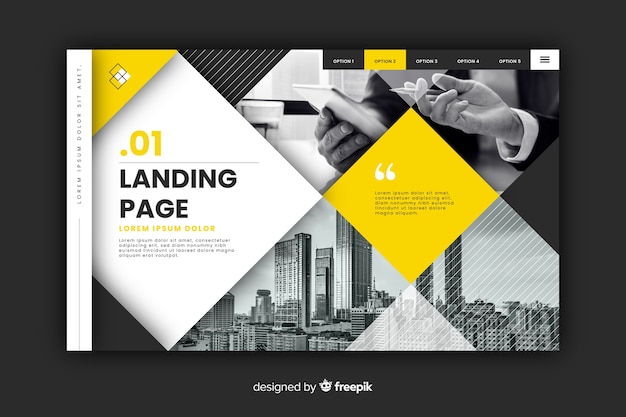 Business landing page with photo