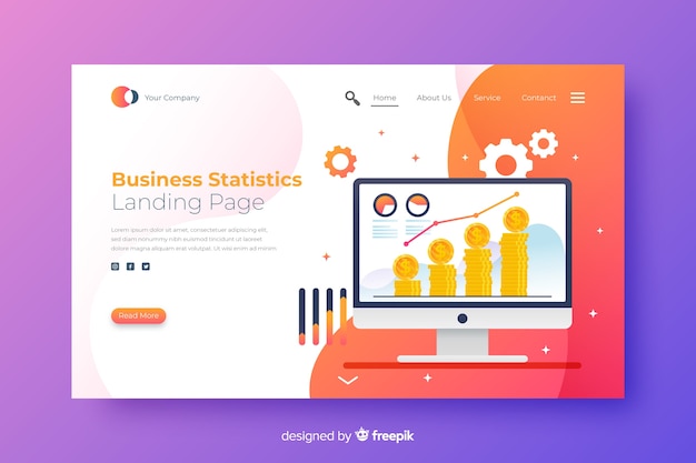 Business landing page with statistics 