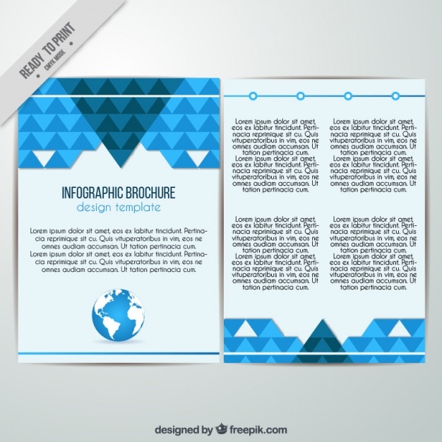 Free Vector business leaflet with decorative polygons in blue tones