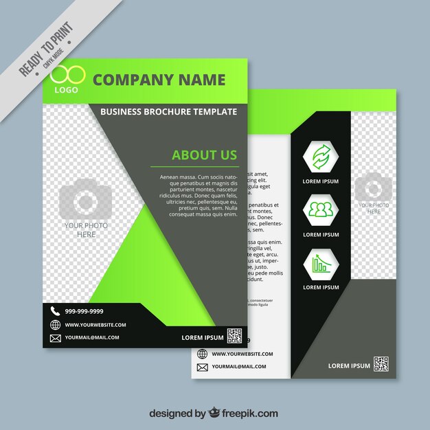 Business leaflet with green shapes