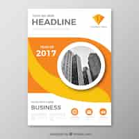 Free vector business leaflet with orange shapes