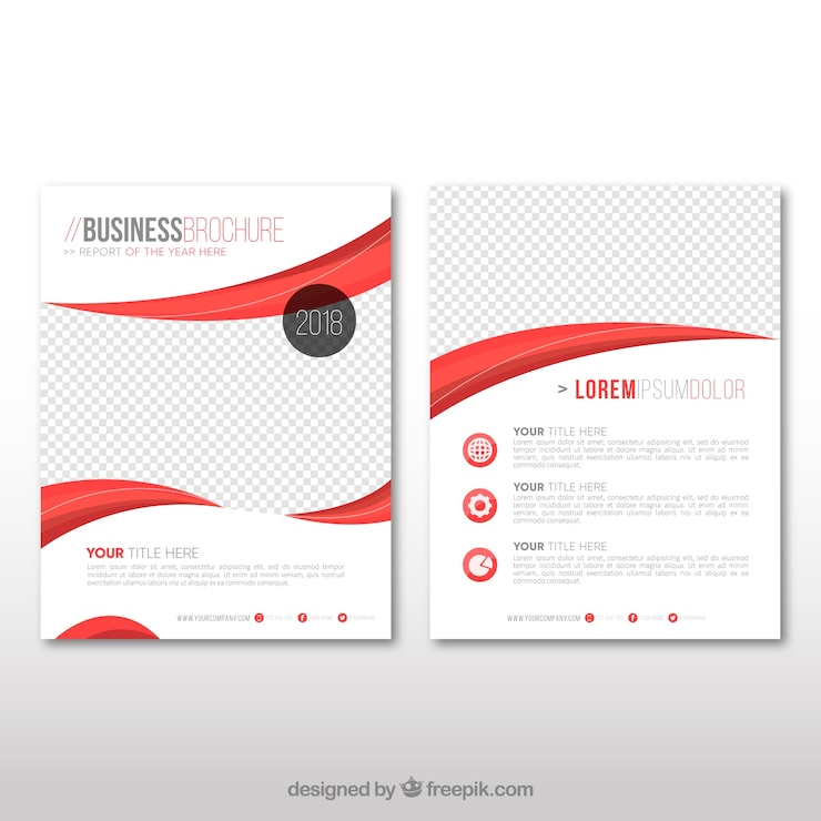 Free Vector business leaflet with red wavy forms