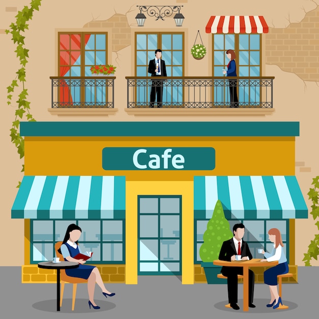 Free vector business lunch people flat composition