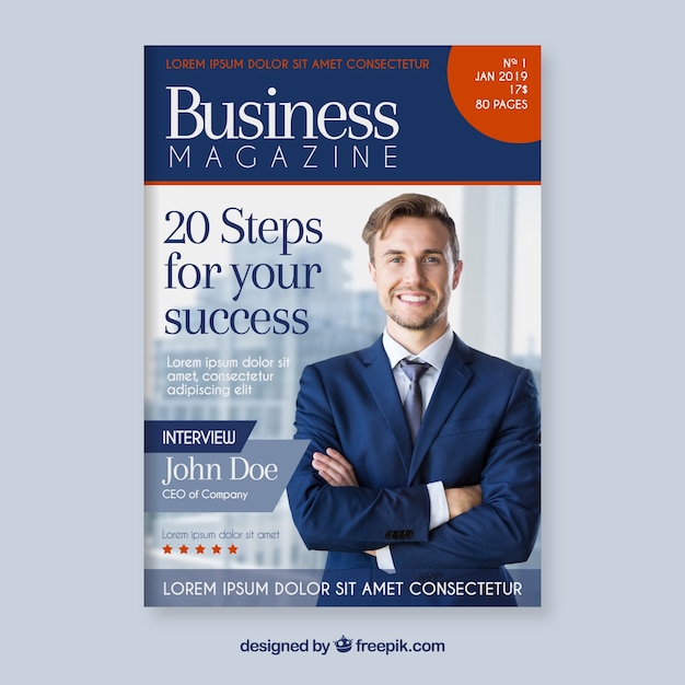 Free Vector | Business magazine cover template with photo