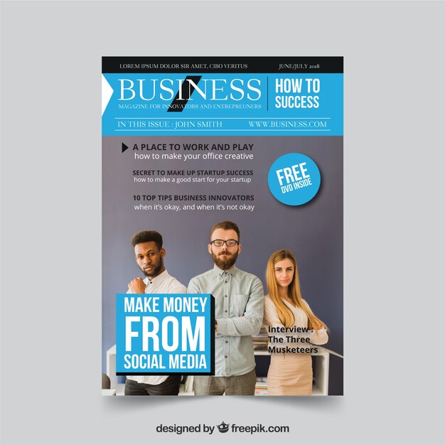 Business magazine cover template with photo