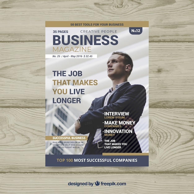 business magazine cover template with photo