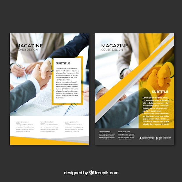 Free vector business magazine cover with image