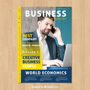 Free Vector | Business magazine with image