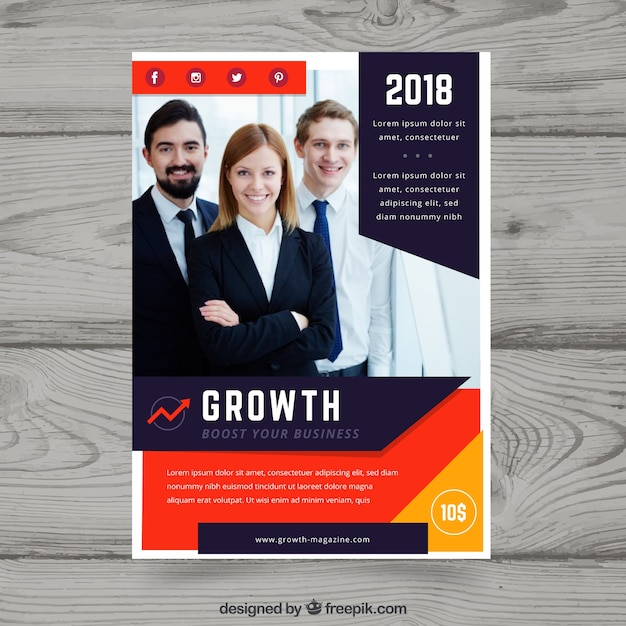 Free vector business magazine with image