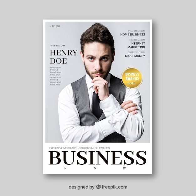 Free vector business magazine with image