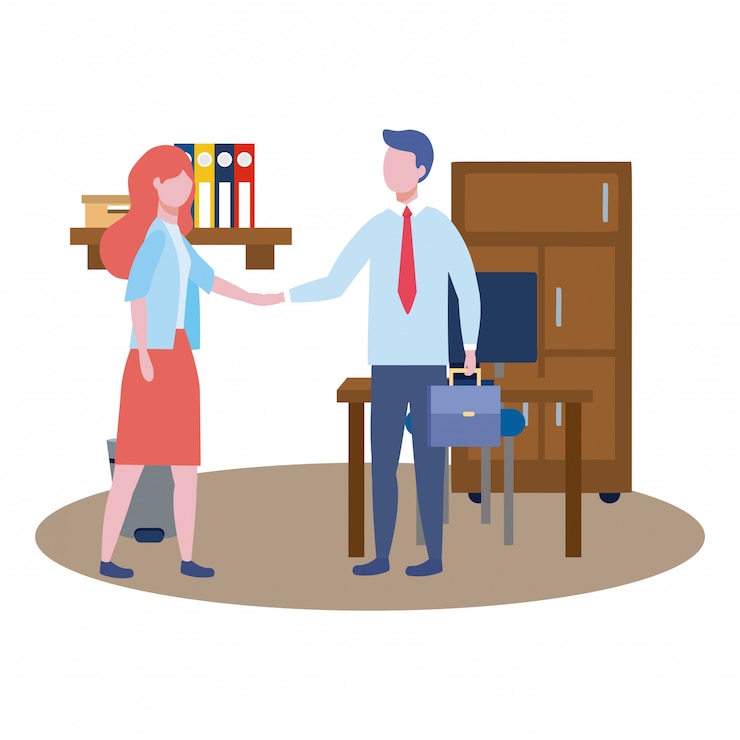 Free Vector business man and business woman avatar   
