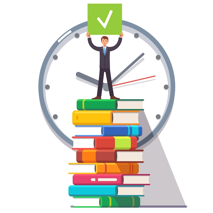 Free Vector business man standing on a stack of books