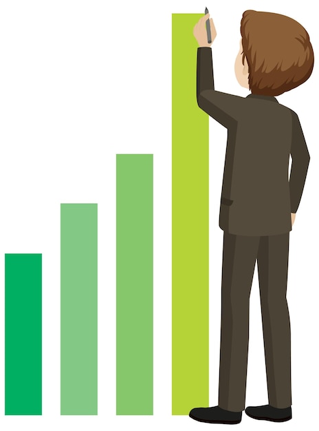 Free vector business man with green bar chart
