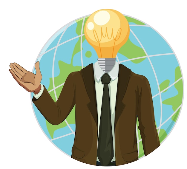 Free vector business man with lightbulb head