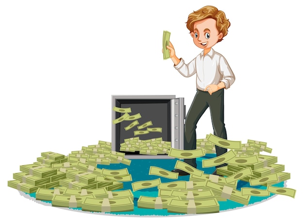 Free vector a business man with stack of money