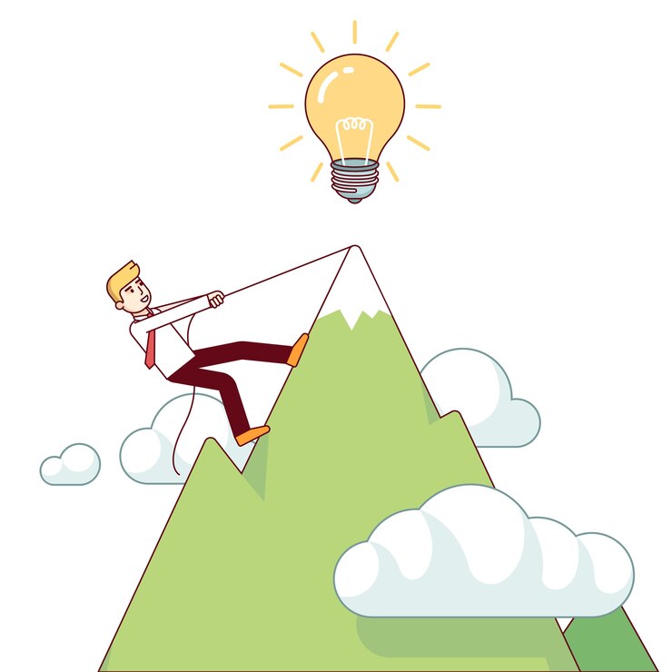 मुफ़्त वेक्टर business man working hard climbing mountain