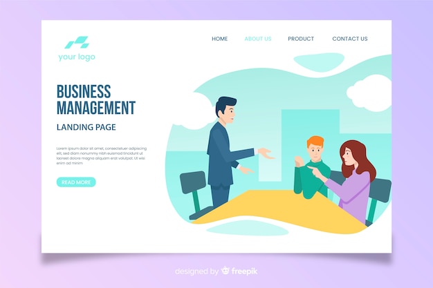 Business management landing page template