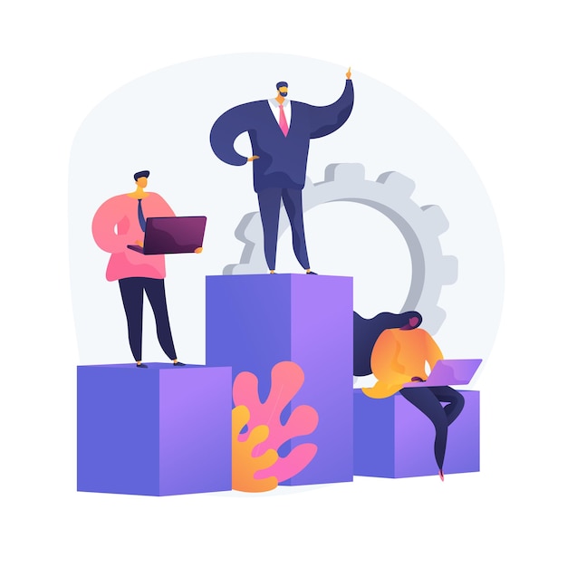 Business management, subordination, staff work organization. firm departments, head office and subsidiaries. executive and deputies cartoon characters. vector isolated concept metaphor illustration.