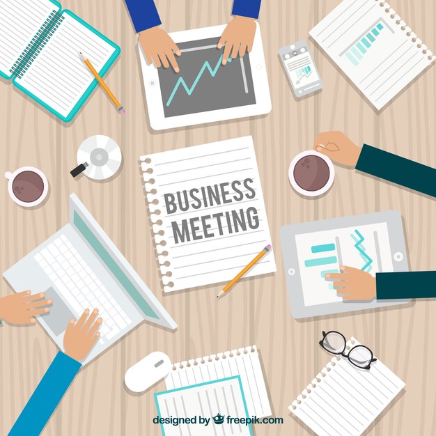 Business meeting background in top view