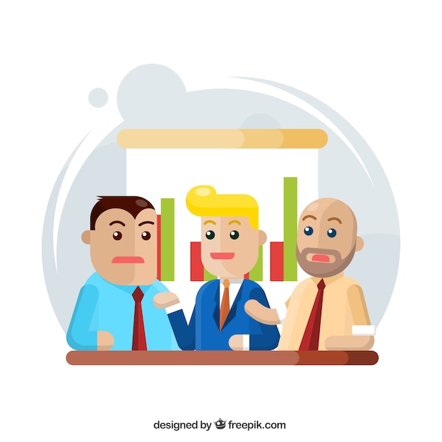 Business meeting background with statistics in flat design