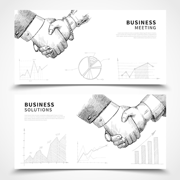 Business meeting banner set