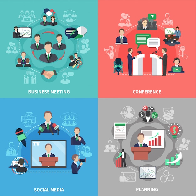 Free vector business meeting composition set