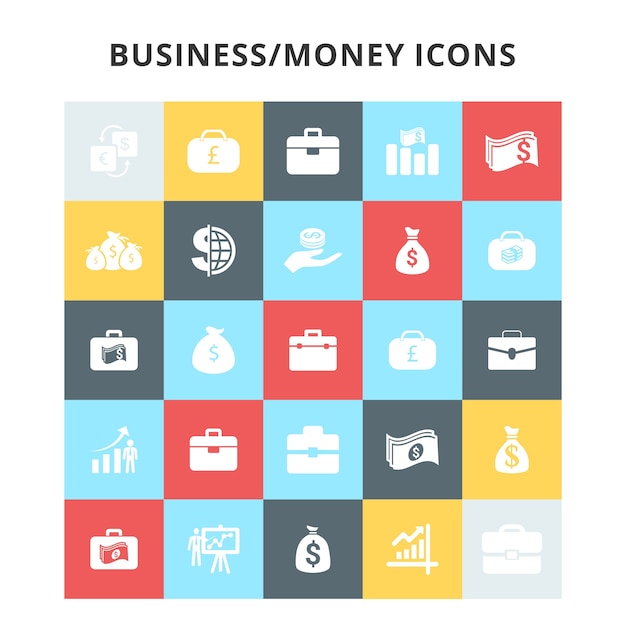 Free vector business and money icons set