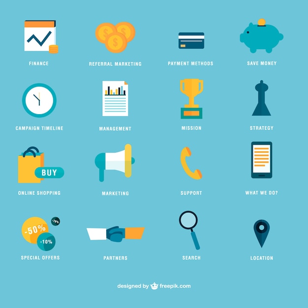 Free vector business and money icons set