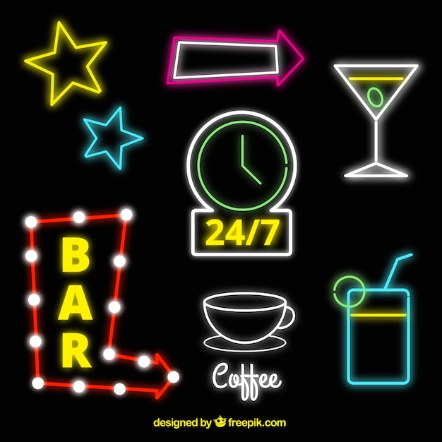 Free vector business neon signs