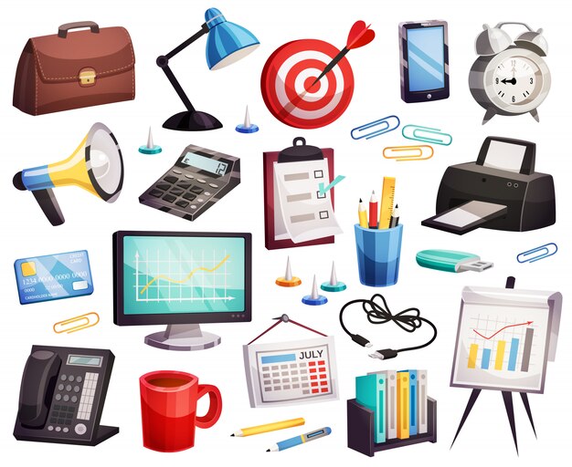 Business Office Accessories Symbols Collection 