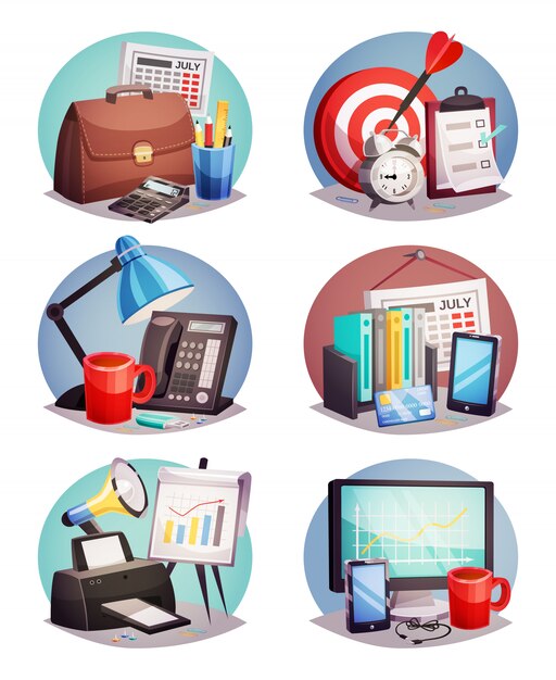 Business Office Round elements Set 