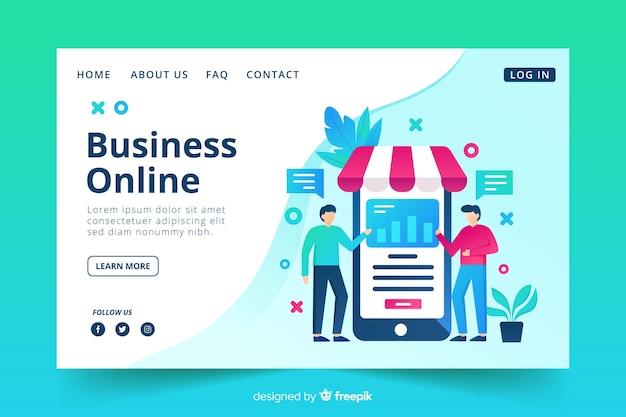 Free vector business online landing page