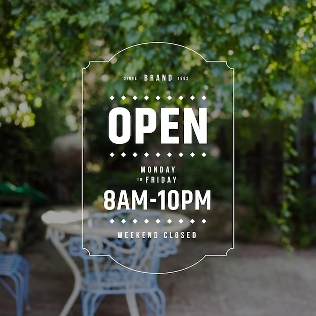 Business opening hours illustration with photo