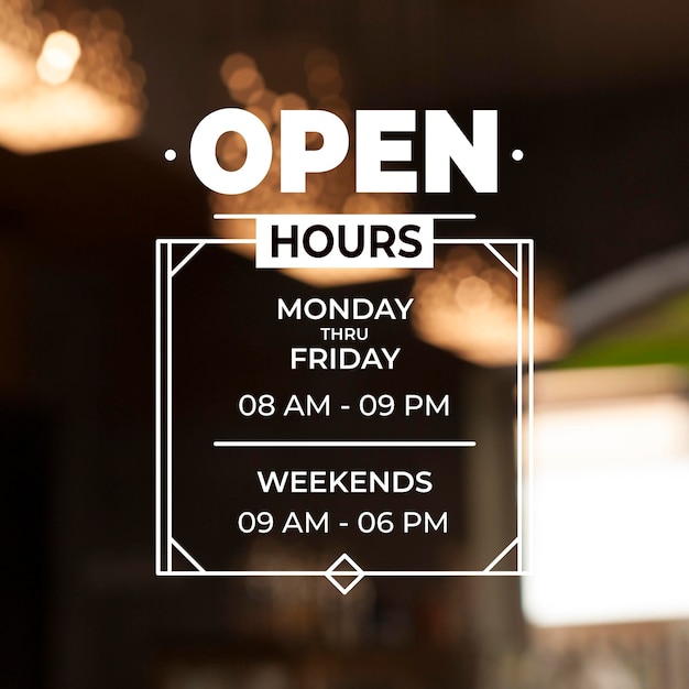 Free vector business opening hours illustration with photo