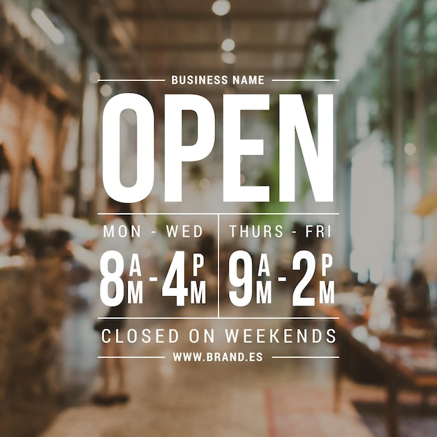 Business opening hours illustration with photo