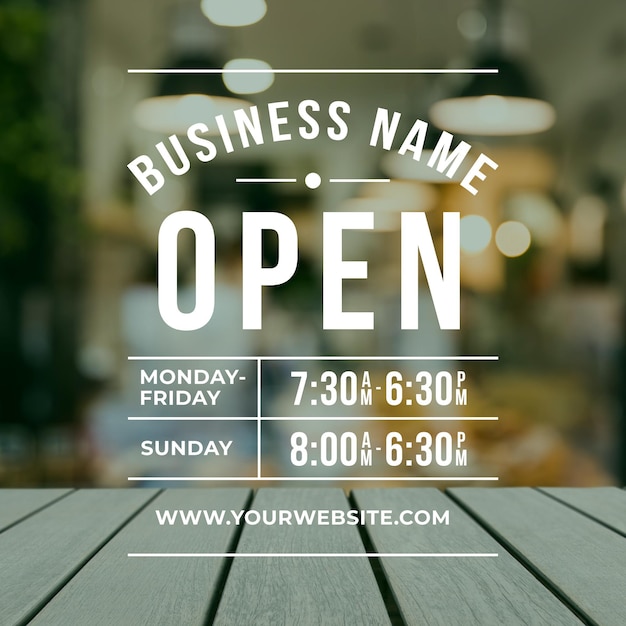 Business opening hours with photo