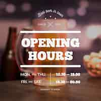 Free vector business opening hours with photo