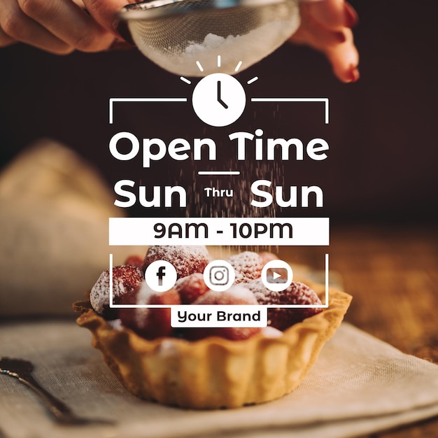 Business opening hours with photo