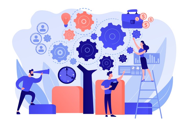 मुफ़्त वेक्टर business operation planning. software technology integration
