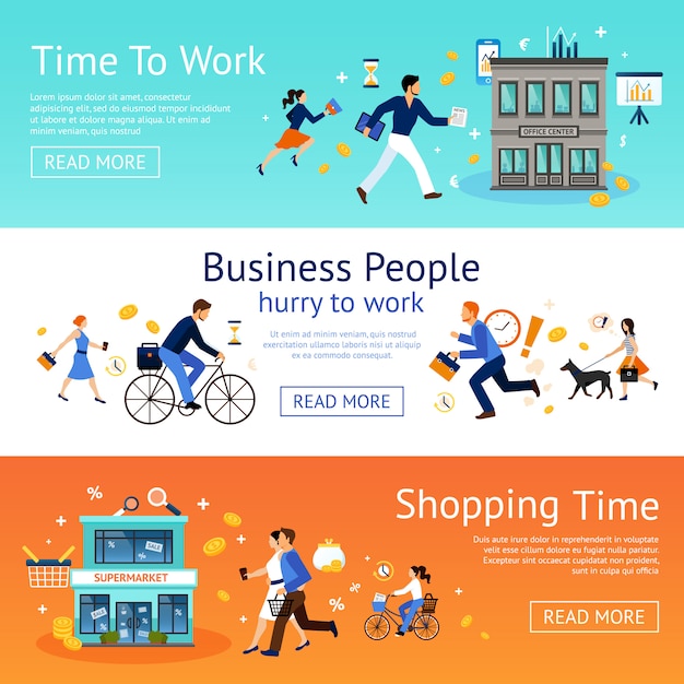 Free vector business people banner set