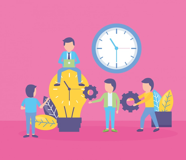 Free Vector business people bulb clock