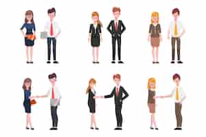 Free vector business people character pose flat cartoon character design