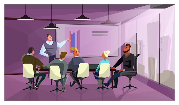 Business people discussing company finances illustration