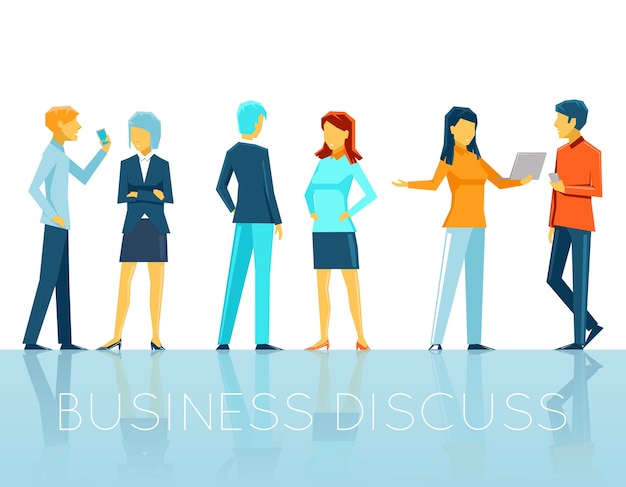 Free vector business people discussing. teamwork and person, conversation and talk, vector illustration