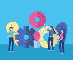 Free vector business people gears