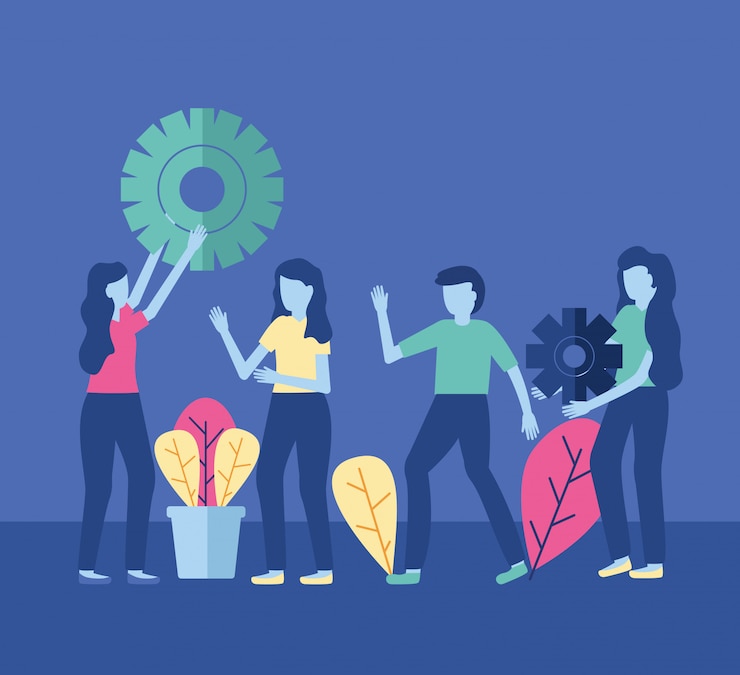 Free Vector business people gears